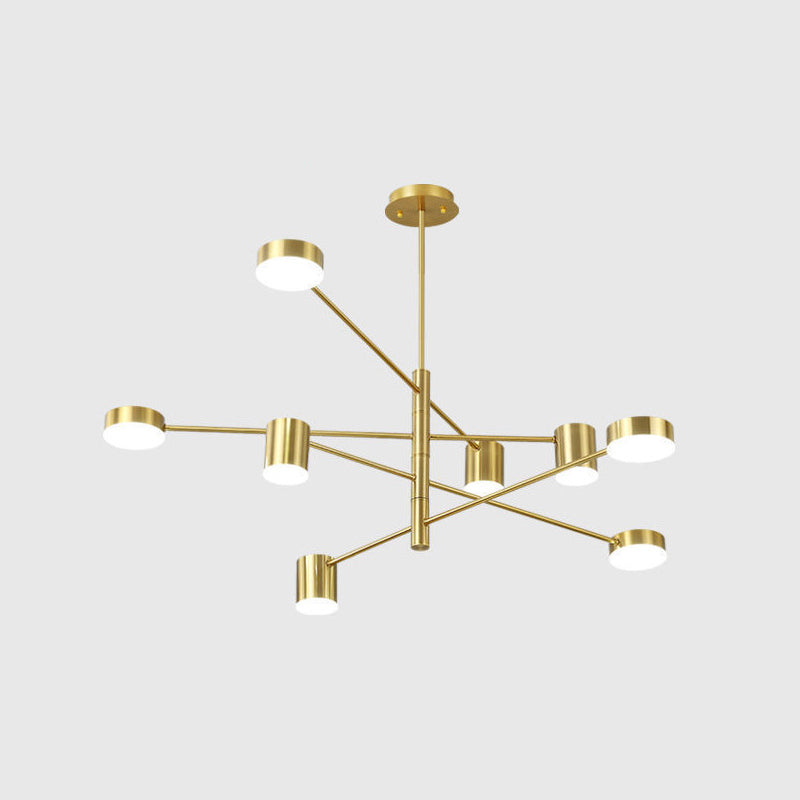 Starburst Ceiling Chandelier Contemporary Metal Hanging Ceiling Light for Living Room 8 Gold Clearhalo 'Ceiling Lights' 'Chandeliers' 'Modern Chandeliers' 'Modern' Lighting' 2562989