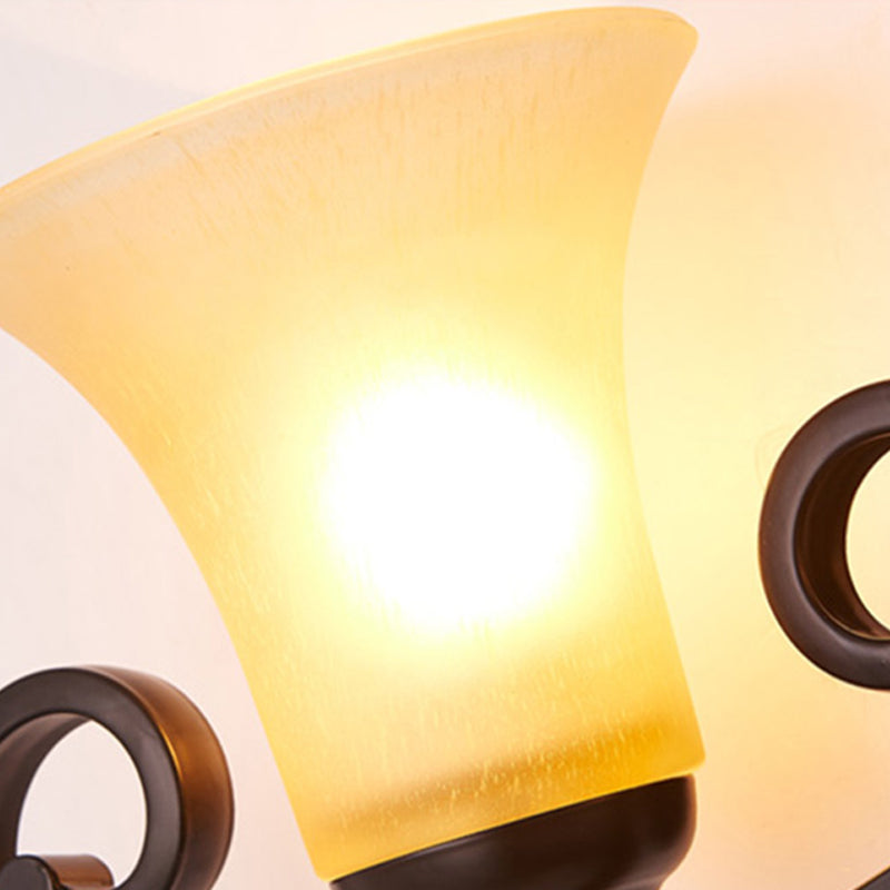 Bell Opal Glass Vanity Lighting Classic Style 1/2 Lights Bedroom Wall Mounted Lamp in Black Clearhalo 'Vanity Lights' 'Wall Lights' Lighting' 256842