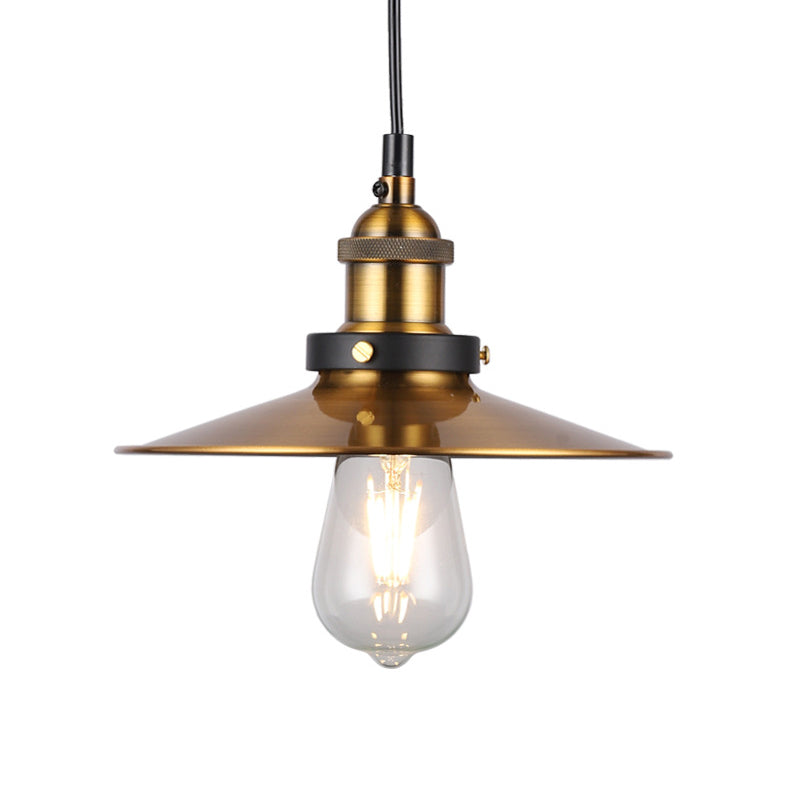 Barn Shade Metal Suspension Light Industrial Style 1 Bulb Brass Adjustable Hanging Ceiling Light Clearhalo 'Art Deco Pendants' 'Cast Iron' 'Ceiling Lights' 'Ceramic' 'Crystal' 'Industrial Pendants' 'Industrial' 'Metal' 'Middle Century Pendants' 'Pendant Lights' 'Pendants' 'Tiffany' Lighting' 256869