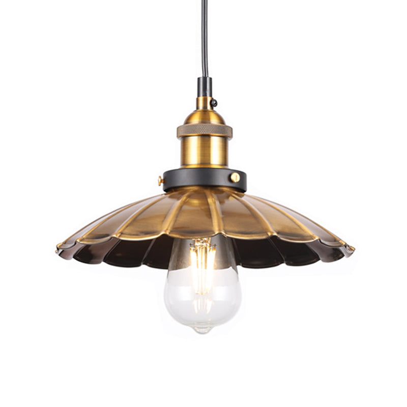 Barn Shade Metal Suspension Light Industrial Style 1 Bulb Brass Adjustable Hanging Ceiling Light Clearhalo 'Art Deco Pendants' 'Cast Iron' 'Ceiling Lights' 'Ceramic' 'Crystal' 'Industrial Pendants' 'Industrial' 'Metal' 'Middle Century Pendants' 'Pendant Lights' 'Pendants' 'Tiffany' Lighting' 256877