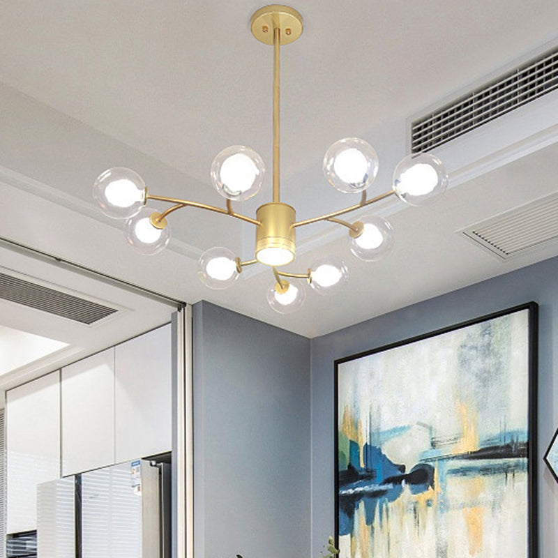 Globe Chandelier Light Ultra-Contemporary Clear Glass Ceiling Pendant for Living Room Clearhalo 'Ceiling Lights' 'Chandeliers' 'Modern Chandeliers' 'Modern' Lighting' 2569402