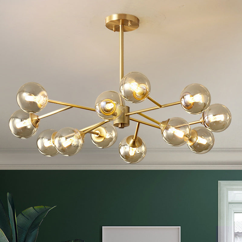 Globe-Shaped Chandelier Lighting Fixtures Modern Glass Suspension Light for Living Room Clearhalo 'Ceiling Lights' 'Chandeliers' 'Modern Chandeliers' 'Modern' Lighting' 2569476