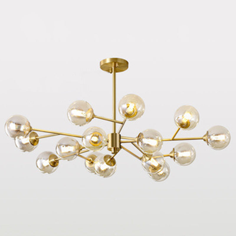 Globe-Shaped Chandelier Lighting Fixtures Modern Glass Suspension Light for Living Room 15 Gold Clearhalo 'Ceiling Lights' 'Chandeliers' 'Modern Chandeliers' 'Modern' Lighting' 2569483