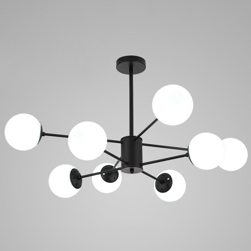 Spherical Chandelier Light Ultra-Contemporary Glass Ceiling Pendant for Living Room 8 Black without Spot Light Clearhalo 'Ceiling Lights' 'Chandeliers' 'Modern Chandeliers' 'Modern' Lighting' 2569498