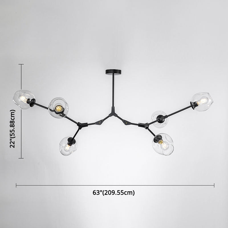 Branching Chandelier Lighting Fixtures Modern Glass Suspension Light for Living Room Clearhalo 'Ceiling Lights' 'Chandeliers' 'Modern Chandeliers' 'Modern' Lighting' 2569584