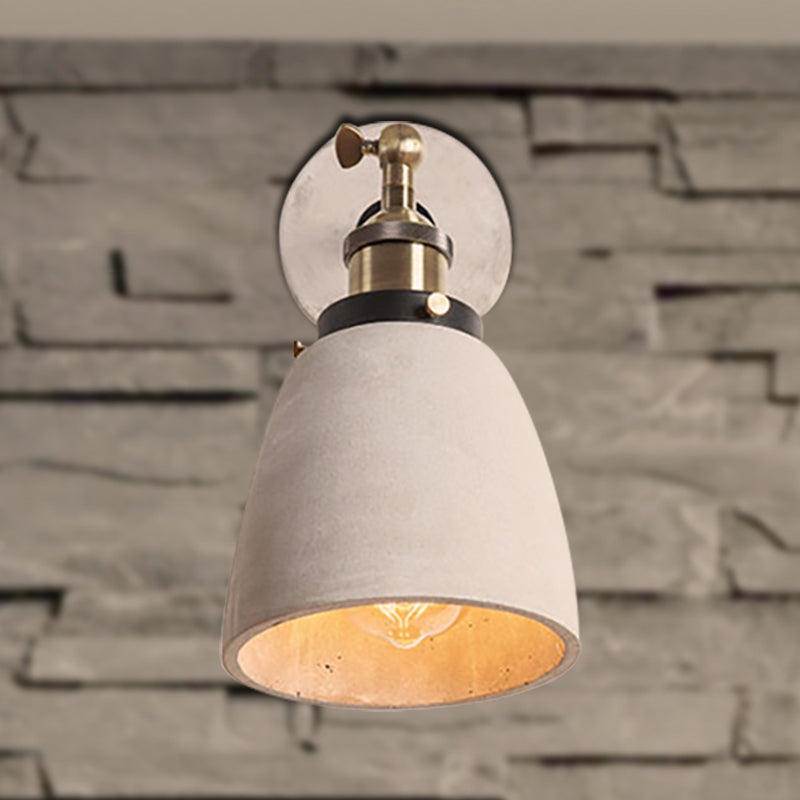 Cone/Cylinder/Bowl Bedroom Wall Mounted Light Cement 1 Head Industrial Style Angle Adjustable Wall Sconce in Grey Clearhalo 'Art deco wall lights' 'Cast Iron' 'Glass' 'Industrial wall lights' 'Industrial' 'Middle century wall lights' 'Modern' 'Rustic wall lights' 'Tiffany' 'Traditional wall lights' 'Wall Lamps & Sconces' 'Wall Lights' Lighting' 257261