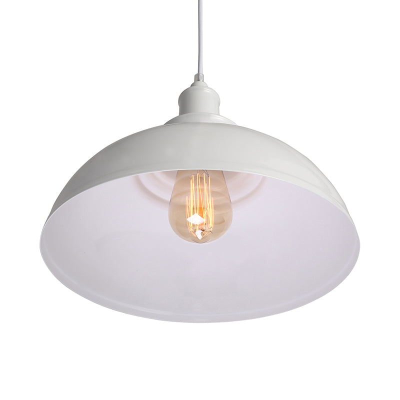 Black/Gray 1 Bulb Hanging Fixture Retro Metal Dome Shade Ceiling Pendant with Adjustable Cord, 12"/14"/16" W Clearhalo 'Art Deco Pendants' 'Black' 'Cast Iron' 'Ceiling Lights' 'Ceramic' 'Crystal' 'Industrial Pendants' 'Industrial' 'Metal' 'Middle Century Pendants' 'Pendant Lights' 'Pendants' 'Rustic Pendants' 'Tiffany' Lighting' 2573