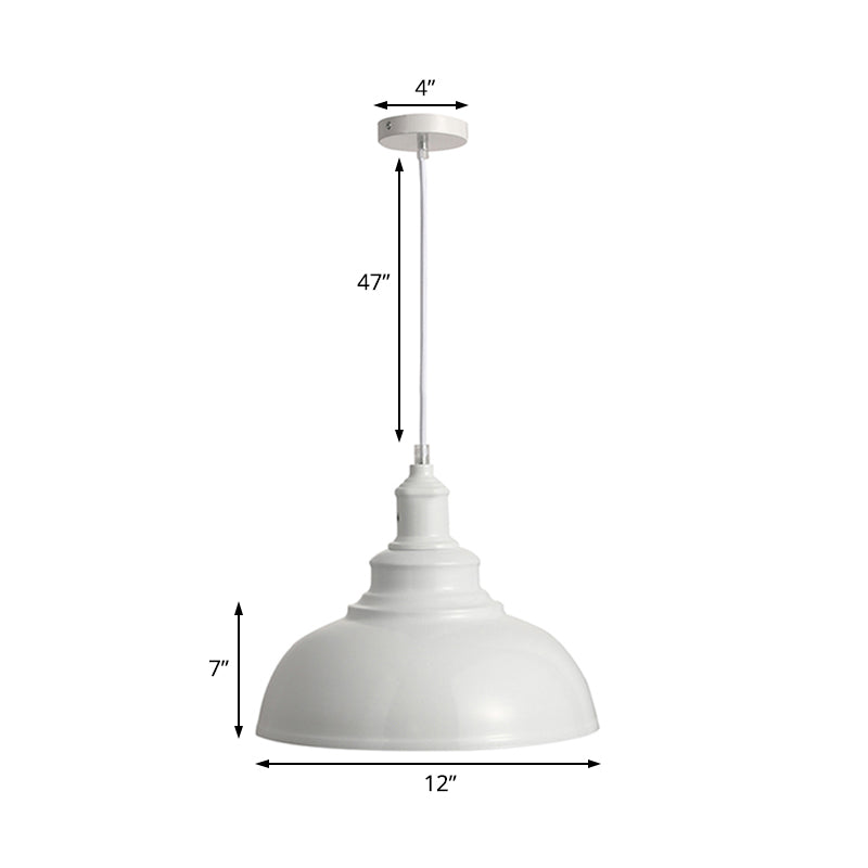 Black/Gray 1 Bulb Hanging Fixture Retro Metal Dome Shade Ceiling Pendant with Adjustable Cord, 12"/14"/16" W Clearhalo 'Art Deco Pendants' 'Black' 'Cast Iron' 'Ceiling Lights' 'Ceramic' 'Crystal' 'Industrial Pendants' 'Industrial' 'Metal' 'Middle Century Pendants' 'Pendant Lights' 'Pendants' 'Rustic Pendants' 'Tiffany' Lighting' 2574