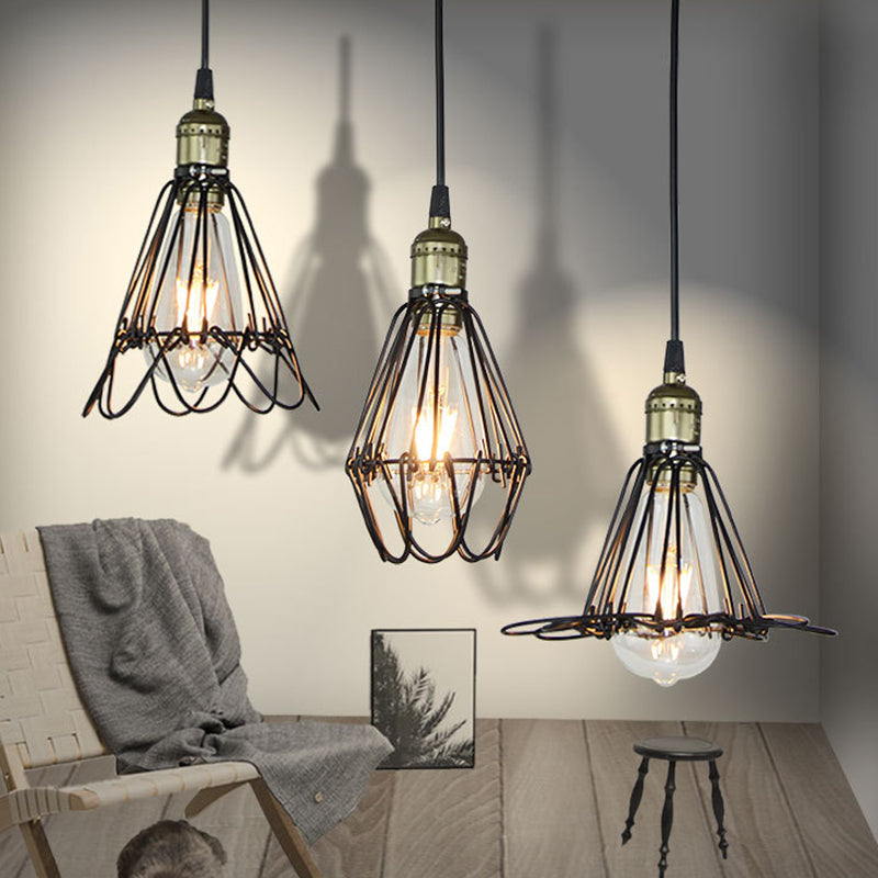 1 Light Flower Pendant Industrial Iron Ceiling Pendant with Hanging Cord for Bar Clearhalo 'Art Deco Pendants' 'Black' 'Cast Iron' 'Ceiling Lights' 'Ceramic' 'Crystal' 'Industrial Pendants' 'Industrial' 'Metal' 'Middle Century Pendants' 'Pendant Lights' 'Pendants' 'Rustic Pendants' 'Tiffany' Lighting' 2578731