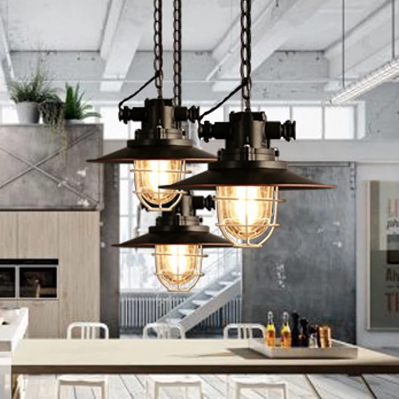 1 Light Caged Light Kit Retro Industrial Metal Hanging Light with Hanging Chain for Restaurant Clearhalo 'Art Deco Pendants' 'Black' 'Cast Iron' 'Ceiling Lights' 'Ceramic' 'Crystal' 'Industrial Pendants' 'Industrial' 'Metal' 'Middle Century Pendants' 'Pendant Lights' 'Pendants' 'Rustic Pendants' 'Tiffany' Lighting' 2578758