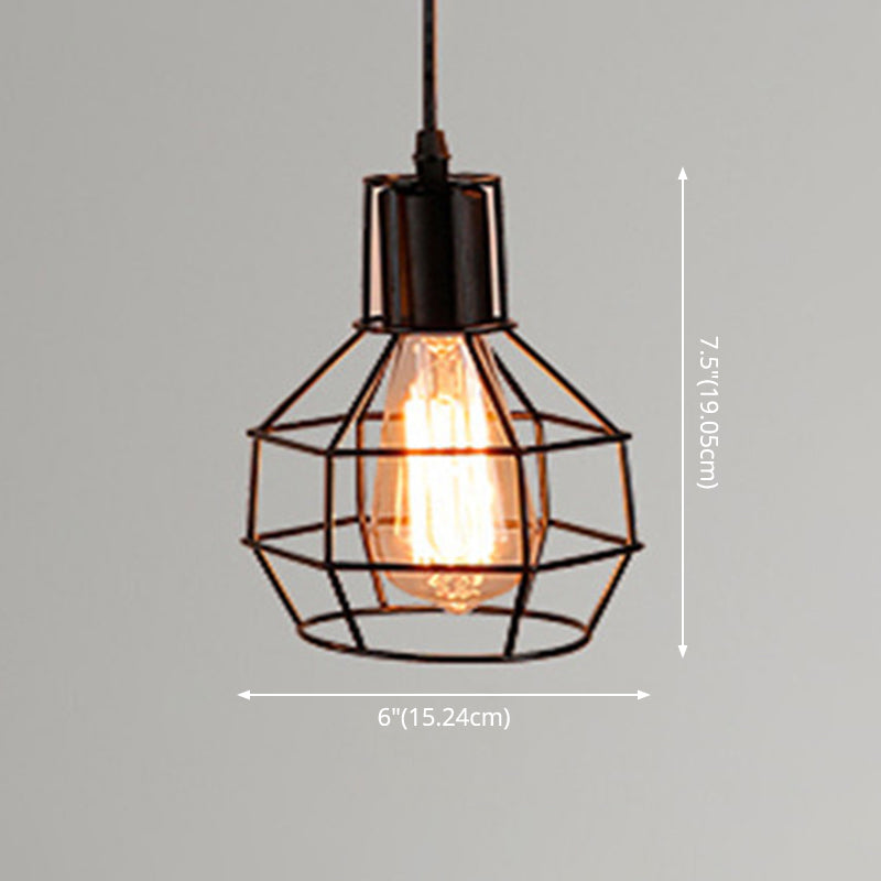 1 Light Cage Hanging Light Fixtures Retro Industrial Metal Ceiling Pendant for Restaurant Clearhalo 'Art Deco Pendants' 'Black' 'Cast Iron' 'Ceiling Lights' 'Ceramic' 'Crystal' 'Industrial Pendants' 'Industrial' 'Metal' 'Middle Century Pendants' 'Pendant Lights' 'Pendants' 'Rustic Pendants' 'Tiffany' Lighting' 2578783
