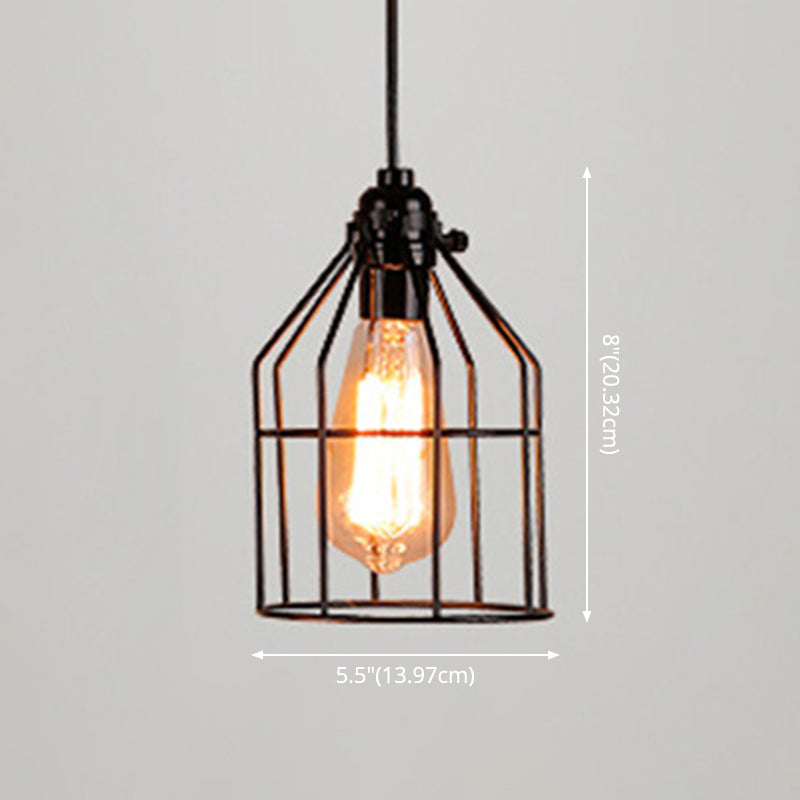 1 Light Cage Hanging Light Fixtures Retro Industrial Metal Ceiling Pendant for Restaurant Clearhalo 'Art Deco Pendants' 'Black' 'Cast Iron' 'Ceiling Lights' 'Ceramic' 'Crystal' 'Industrial Pendants' 'Industrial' 'Metal' 'Middle Century Pendants' 'Pendant Lights' 'Pendants' 'Rustic Pendants' 'Tiffany' Lighting' 2578785