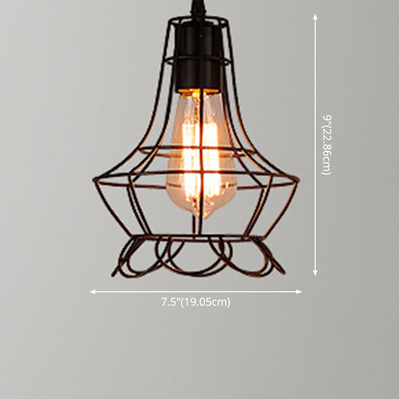1 Light Cage Hanging Light Fixtures Retro Industrial Metal Ceiling Pendant for Restaurant Clearhalo 'Art Deco Pendants' 'Black' 'Cast Iron' 'Ceiling Lights' 'Ceramic' 'Crystal' 'Industrial Pendants' 'Industrial' 'Metal' 'Middle Century Pendants' 'Pendant Lights' 'Pendants' 'Rustic Pendants' 'Tiffany' Lighting' 2578787