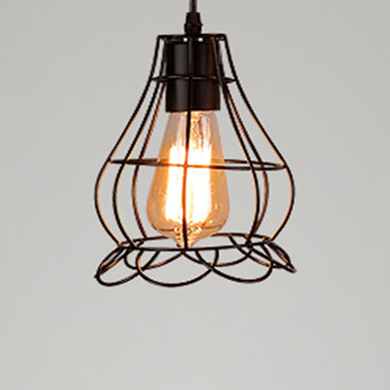 1 Light Cage Hanging Light Fixtures Retro Industrial Metal Ceiling Pendant for Restaurant Clearhalo 'Art Deco Pendants' 'Black' 'Cast Iron' 'Ceiling Lights' 'Ceramic' 'Crystal' 'Industrial Pendants' 'Industrial' 'Metal' 'Middle Century Pendants' 'Pendant Lights' 'Pendants' 'Rustic Pendants' 'Tiffany' Lighting' 2578788