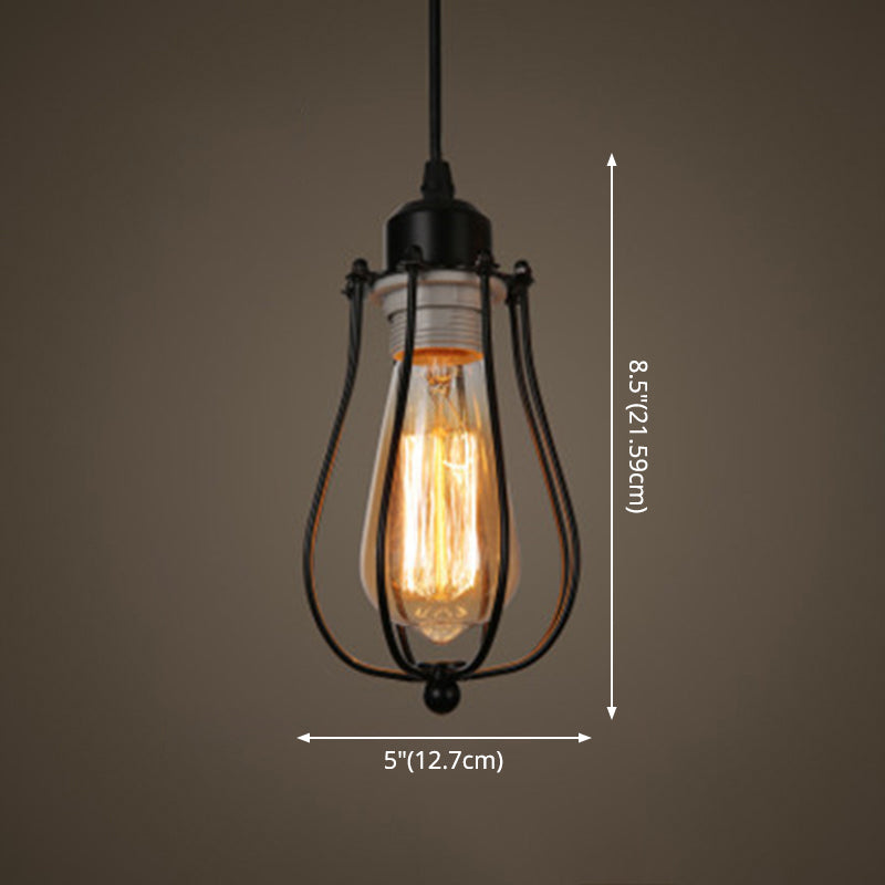 1 Light Cage Hanging Light Fixtures Retro Industrial Metal Ceiling Pendant for Restaurant Clearhalo 'Art Deco Pendants' 'Black' 'Cast Iron' 'Ceiling Lights' 'Ceramic' 'Crystal' 'Industrial Pendants' 'Industrial' 'Metal' 'Middle Century Pendants' 'Pendant Lights' 'Pendants' 'Rustic Pendants' 'Tiffany' Lighting' 2578789
