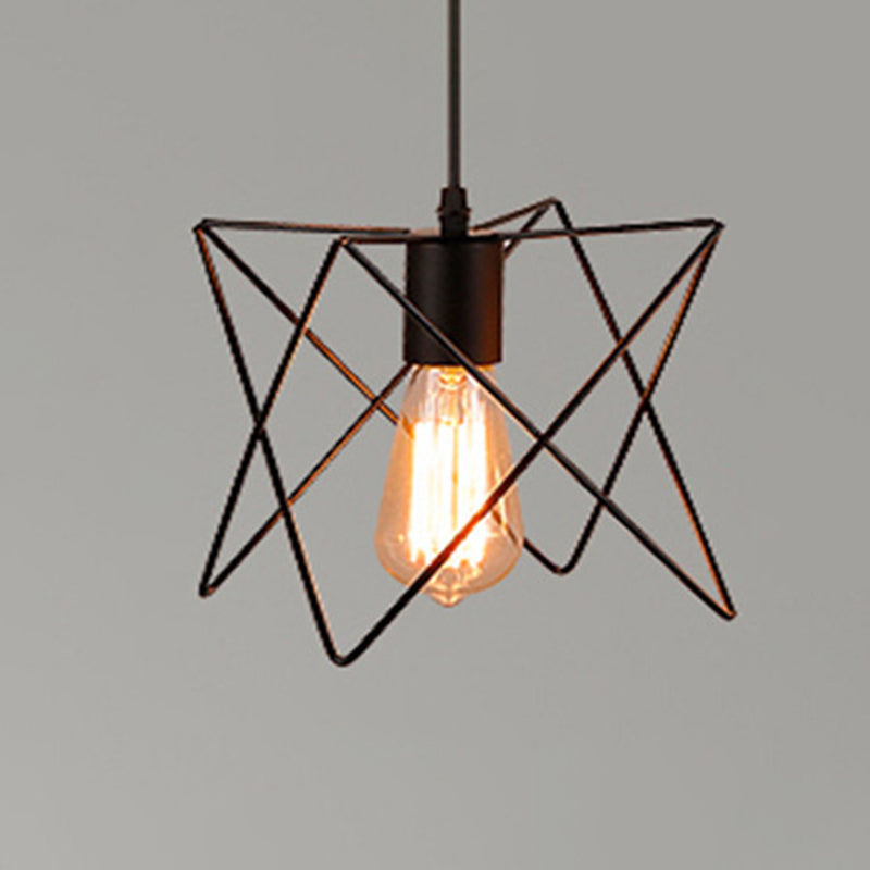1 Light Cage Hanging Light Fixtures Retro Industrial Metal Ceiling Pendant for Restaurant Black Bracket Clearhalo 'Art Deco Pendants' 'Black' 'Cast Iron' 'Ceiling Lights' 'Ceramic' 'Crystal' 'Industrial Pendants' 'Industrial' 'Metal' 'Middle Century Pendants' 'Pendant Lights' 'Pendants' 'Rustic Pendants' 'Tiffany' Lighting' 2578790