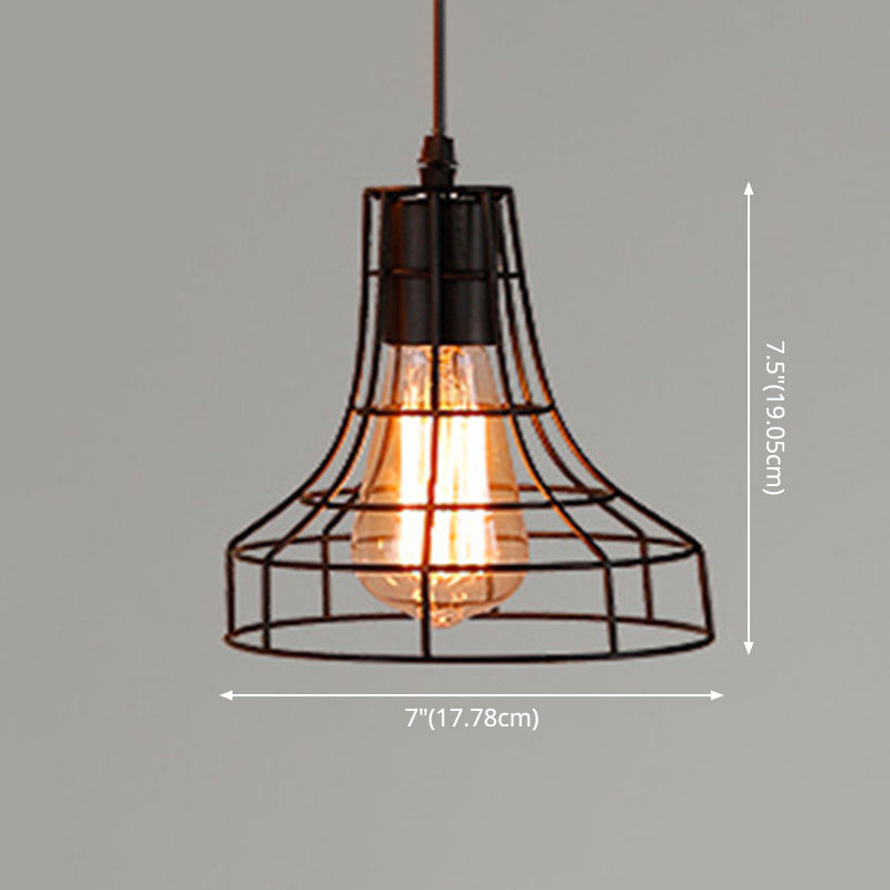 1 Light Cage Hanging Light Fixtures Retro Industrial Metal Ceiling Pendant for Restaurant Clearhalo 'Art Deco Pendants' 'Black' 'Cast Iron' 'Ceiling Lights' 'Ceramic' 'Crystal' 'Industrial Pendants' 'Industrial' 'Metal' 'Middle Century Pendants' 'Pendant Lights' 'Pendants' 'Rustic Pendants' 'Tiffany' Lighting' 2578791