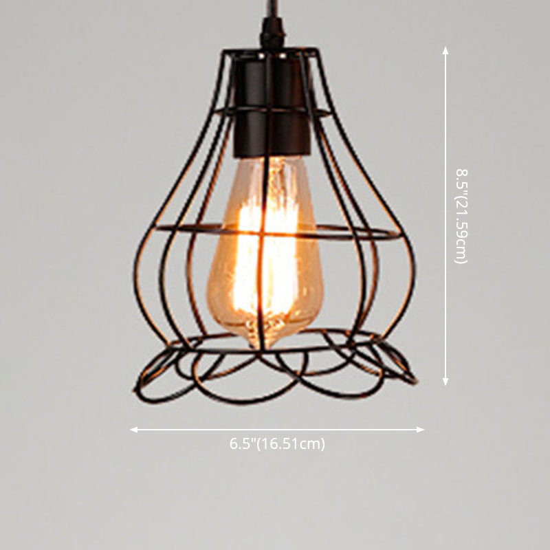 1 Light Cage Hanging Light Fixtures Retro Industrial Metal Ceiling Pendant for Restaurant Clearhalo 'Art Deco Pendants' 'Black' 'Cast Iron' 'Ceiling Lights' 'Ceramic' 'Crystal' 'Industrial Pendants' 'Industrial' 'Metal' 'Middle Century Pendants' 'Pendant Lights' 'Pendants' 'Rustic Pendants' 'Tiffany' Lighting' 2578795