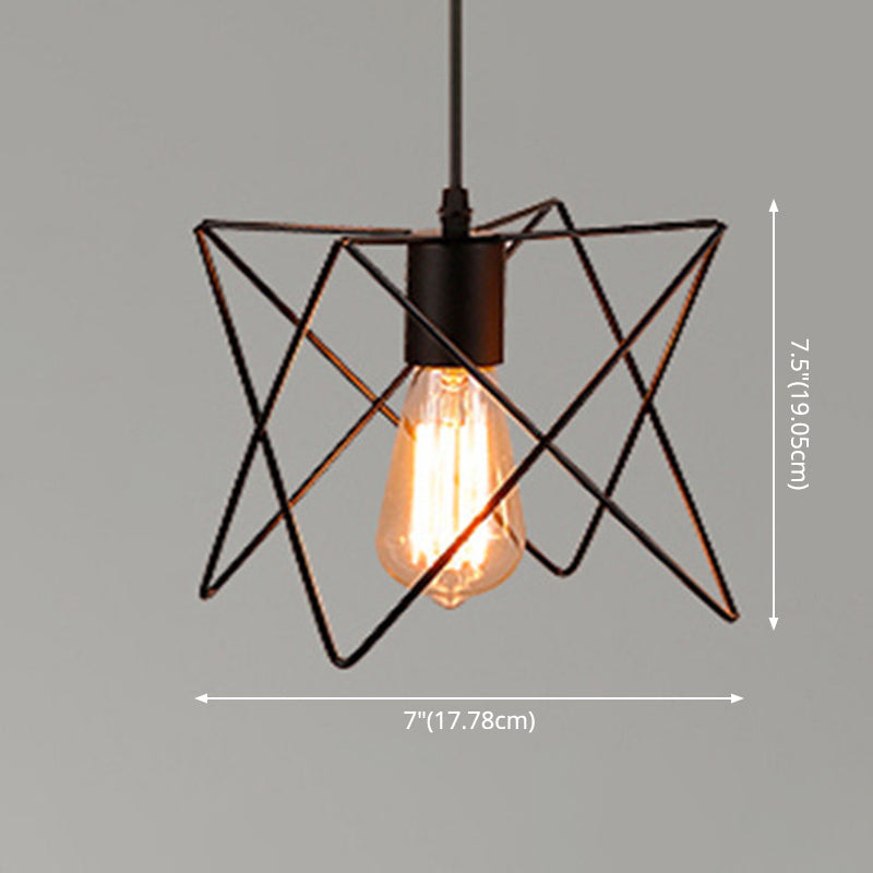 1 Light Cage Hanging Light Fixtures Retro Industrial Metal Ceiling Pendant for Restaurant Clearhalo 'Art Deco Pendants' 'Black' 'Cast Iron' 'Ceiling Lights' 'Ceramic' 'Crystal' 'Industrial Pendants' 'Industrial' 'Metal' 'Middle Century Pendants' 'Pendant Lights' 'Pendants' 'Rustic Pendants' 'Tiffany' Lighting' 2578796