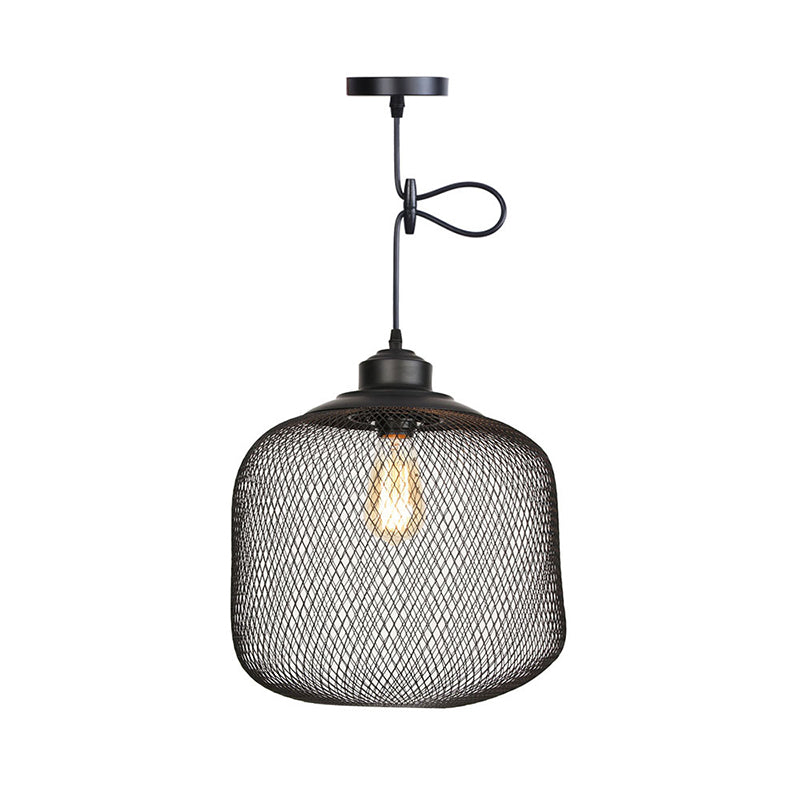 1 Light Wire Mesh Light Pendant Nordic Industrial Style Metal Hanging Lights for Bar Black Pumpkin Clearhalo 'Art Deco Pendants' 'Black' 'Cast Iron' 'Ceiling Lights' 'Ceramic' 'Crystal' 'Industrial Pendants' 'Industrial' 'Metal' 'Middle Century Pendants' 'Pendant Lights' 'Pendants' 'Rustic Pendants' 'Tiffany' Lighting' 2578860