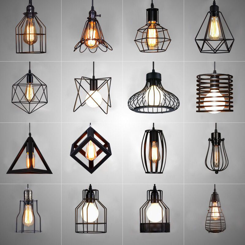 1 Light Caged Hanging Light Fixtures Retro Industrial Style Metallic Hanging Pendant Lights for Bar Clearhalo 'Art Deco Pendants' 'Black' 'Cast Iron' 'Ceiling Lights' 'Ceramic' 'Crystal' 'Industrial Pendants' 'Industrial' 'Metal' 'Middle Century Pendants' 'Pendant Lights' 'Pendants' 'Rustic Pendants' 'Tiffany' Lighting' 2578875
