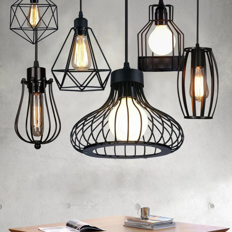 1 Light Caged Hanging Light Fixtures Retro Industrial Style Metallic Hanging Pendant Lights for Bar Clearhalo 'Art Deco Pendants' 'Black' 'Cast Iron' 'Ceiling Lights' 'Ceramic' 'Crystal' 'Industrial Pendants' 'Industrial' 'Metal' 'Middle Century Pendants' 'Pendant Lights' 'Pendants' 'Rustic Pendants' 'Tiffany' Lighting' 2578877
