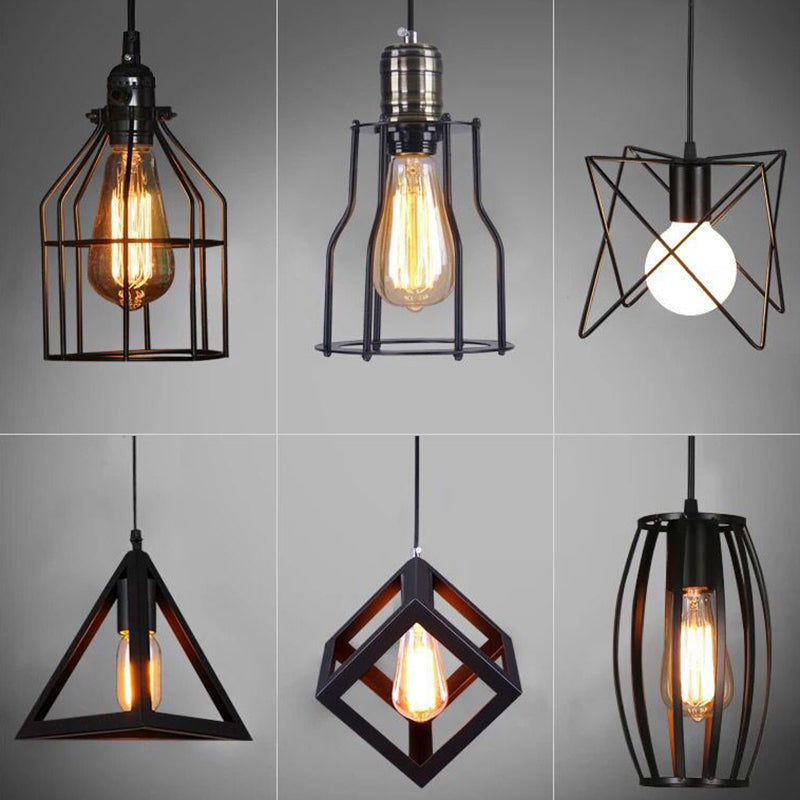 1 Light Caged Hanging Light Fixtures Retro Industrial Style Metallic Hanging Pendant Lights for Bar Clearhalo 'Art Deco Pendants' 'Black' 'Cast Iron' 'Ceiling Lights' 'Ceramic' 'Crystal' 'Industrial Pendants' 'Industrial' 'Metal' 'Middle Century Pendants' 'Pendant Lights' 'Pendants' 'Rustic Pendants' 'Tiffany' Lighting' 2578880