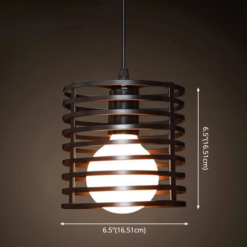 1 Light Caged Hanging Light Fixtures Retro Industrial Style Metallic Hanging Pendant Lights for Bar Clearhalo 'Art Deco Pendants' 'Black' 'Cast Iron' 'Ceiling Lights' 'Ceramic' 'Crystal' 'Industrial Pendants' 'Industrial' 'Metal' 'Middle Century Pendants' 'Pendant Lights' 'Pendants' 'Rustic Pendants' 'Tiffany' Lighting' 2578891