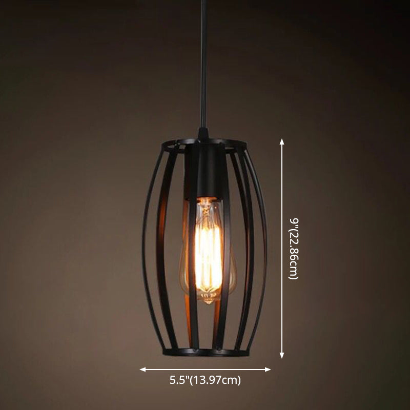 1 Light Caged Hanging Light Fixtures Retro Industrial Style Metallic Hanging Pendant Lights for Bar Clearhalo 'Art Deco Pendants' 'Black' 'Cast Iron' 'Ceiling Lights' 'Ceramic' 'Crystal' 'Industrial Pendants' 'Industrial' 'Metal' 'Middle Century Pendants' 'Pendant Lights' 'Pendants' 'Rustic Pendants' 'Tiffany' Lighting' 2578898