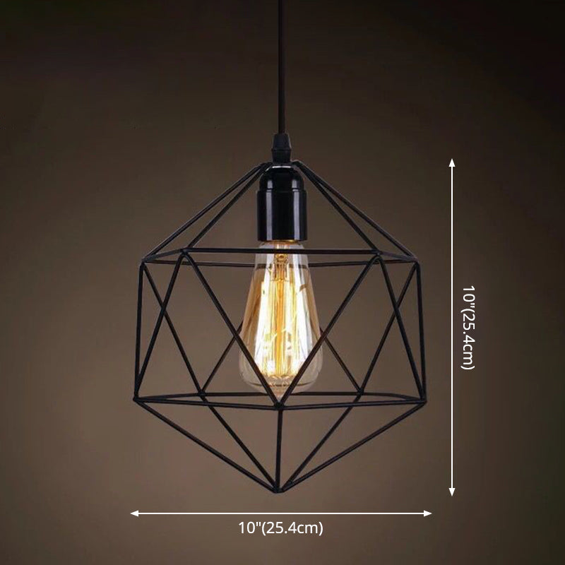 1 Light Caged Hanging Light Fixtures Retro Industrial Style Metallic Hanging Pendant Lights for Bar Clearhalo 'Art Deco Pendants' 'Black' 'Cast Iron' 'Ceiling Lights' 'Ceramic' 'Crystal' 'Industrial Pendants' 'Industrial' 'Metal' 'Middle Century Pendants' 'Pendant Lights' 'Pendants' 'Rustic Pendants' 'Tiffany' Lighting' 2578912