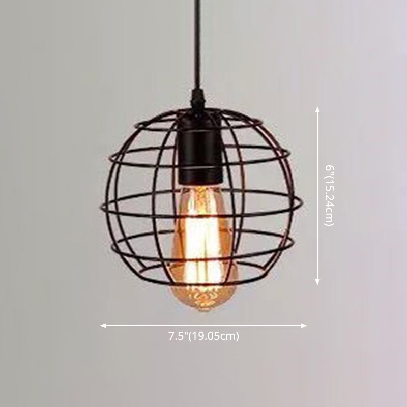 1 Light Caged Hanging Light Fixtures Retro Industrial Style Metallic Hanging Pendant Lights for Bar Clearhalo 'Art Deco Pendants' 'Black' 'Cast Iron' 'Ceiling Lights' 'Ceramic' 'Crystal' 'Industrial Pendants' 'Industrial' 'Metal' 'Middle Century Pendants' 'Pendant Lights' 'Pendants' 'Rustic Pendants' 'Tiffany' Lighting' 2578915