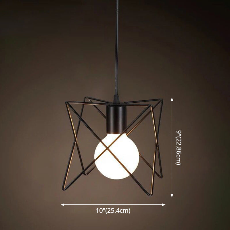 1 Light Caged Hanging Light Fixtures Retro Industrial Style Metallic Hanging Pendant Lights for Bar Clearhalo 'Art Deco Pendants' 'Black' 'Cast Iron' 'Ceiling Lights' 'Ceramic' 'Crystal' 'Industrial Pendants' 'Industrial' 'Metal' 'Middle Century Pendants' 'Pendant Lights' 'Pendants' 'Rustic Pendants' 'Tiffany' Lighting' 2578916