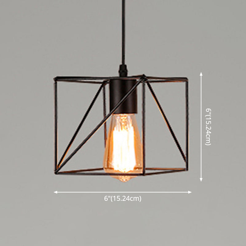 1 Light Caged Hanging Light Fixtures Retro Industrial Style Metallic Hanging Pendant Lights for Bar Clearhalo 'Art Deco Pendants' 'Black' 'Cast Iron' 'Ceiling Lights' 'Ceramic' 'Crystal' 'Industrial Pendants' 'Industrial' 'Metal' 'Middle Century Pendants' 'Pendant Lights' 'Pendants' 'Rustic Pendants' 'Tiffany' Lighting' 2578917