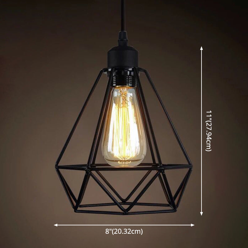 1 Light Caged Hanging Light Fixtures Retro Industrial Style Metallic Hanging Pendant Lights for Bar Clearhalo 'Art Deco Pendants' 'Black' 'Cast Iron' 'Ceiling Lights' 'Ceramic' 'Crystal' 'Industrial Pendants' 'Industrial' 'Metal' 'Middle Century Pendants' 'Pendant Lights' 'Pendants' 'Rustic Pendants' 'Tiffany' Lighting' 2578919