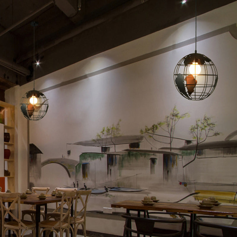 1 Light Cage Globe Ceiling Light Industrial Metallic Pendant Light for Coffee Shop Clearhalo 'Art Deco Pendants' 'Black' 'Cast Iron' 'Ceiling Lights' 'Ceramic' 'Crystal' 'Industrial Pendants' 'Industrial' 'Metal' 'Middle Century Pendants' 'Pendant Lights' 'Pendants' 'Rustic Pendants' 'Tiffany' Lighting' 2578932