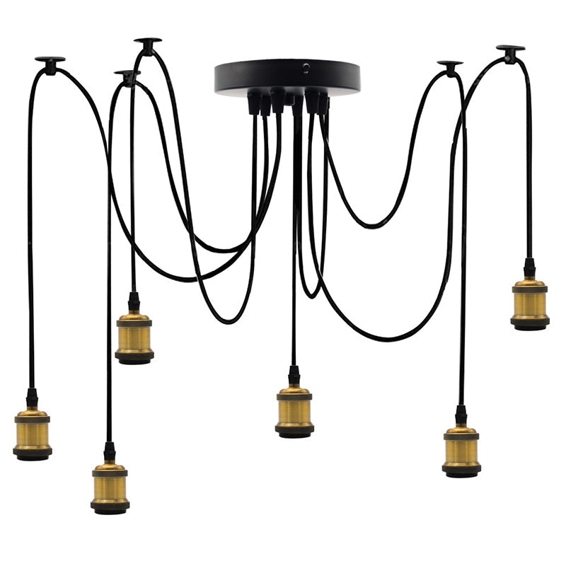 6 Lights Spider Multi Pendant Light Industrial Style Aluminum Multi Drop Ceiling Lights for Bar Clearhalo 'Art Deco Pendants' 'Black' 'Cast Iron' 'Ceiling Lights' 'Ceramic' 'Crystal' 'Industrial Pendants' 'Industrial' 'Metal' 'Middle Century Pendants' 'Pendant Lights' 'Pendants' 'Rustic Pendants' 'Tiffany' Lighting' 2578963