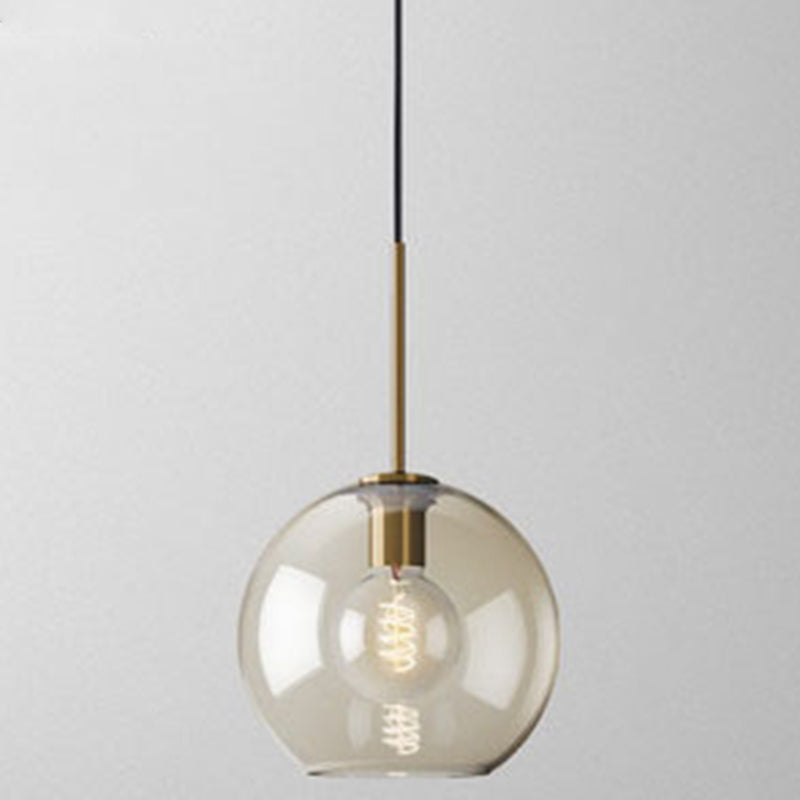 Cognac Glass Pendant Light Modern Minimalist 1-Light Pendant Lighting For Dining Room Table Cognac 10.5" Clearhalo 'Ceiling Lights' 'Glass shade' 'Glass' 'Modern Pendants' 'Modern' 'Pendant Lights' 'Pendants' Lighting' 2579325