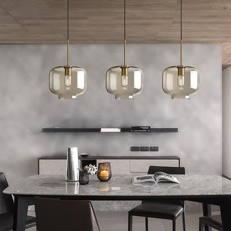 Cognac Glass Pendant Light Modern Minimalist 1-Light Pendant Lighting For Dining Room Table Clearhalo 'Ceiling Lights' 'Glass shade' 'Glass' 'Modern Pendants' 'Modern' 'Pendant Lights' 'Pendants' Lighting' 2579326