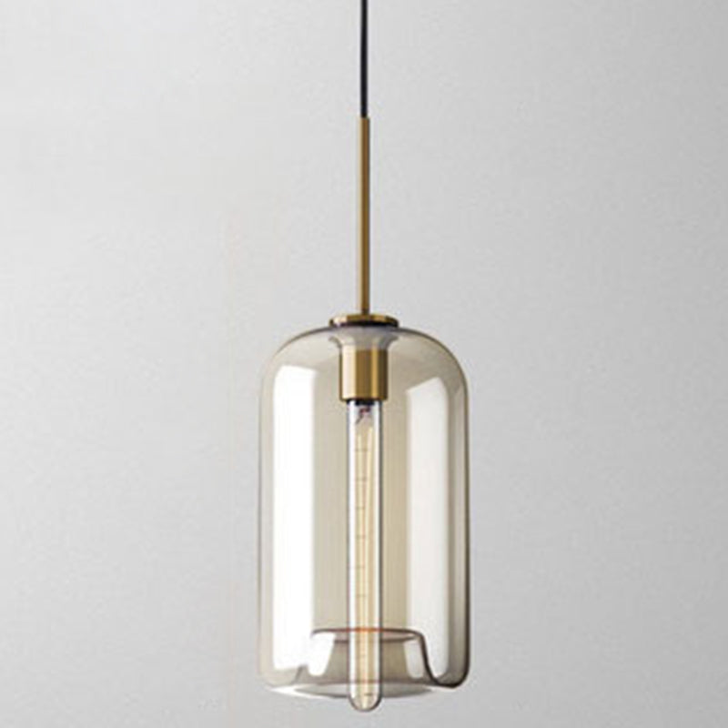 Cognac Glass Pendant Light Modern Minimalist 1-Light Pendant Lighting For Dining Room Table Cognac 12.5" Clearhalo 'Ceiling Lights' 'Glass shade' 'Glass' 'Modern Pendants' 'Modern' 'Pendant Lights' 'Pendants' Lighting' 2579329