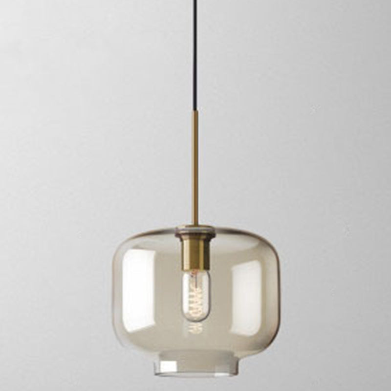 Cognac Glass Pendant Light Modern Minimalist 1-Light Pendant Lighting For Dining Room Table Cognac 8.5" Clearhalo 'Ceiling Lights' 'Glass shade' 'Glass' 'Modern Pendants' 'Modern' 'Pendant Lights' 'Pendants' Lighting' 2579330