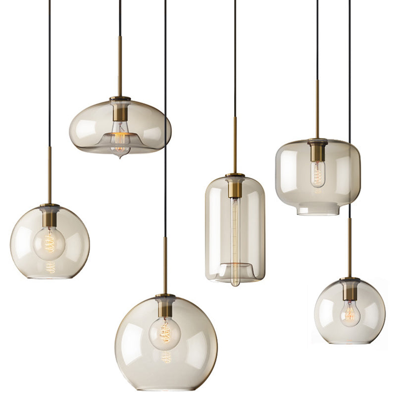 Cognac Glass Pendant Light Modern Minimalist 1-Light Pendant Lighting For Dining Room Table Clearhalo 'Ceiling Lights' 'Glass shade' 'Glass' 'Modern Pendants' 'Modern' 'Pendant Lights' 'Pendants' Lighting' 2579331