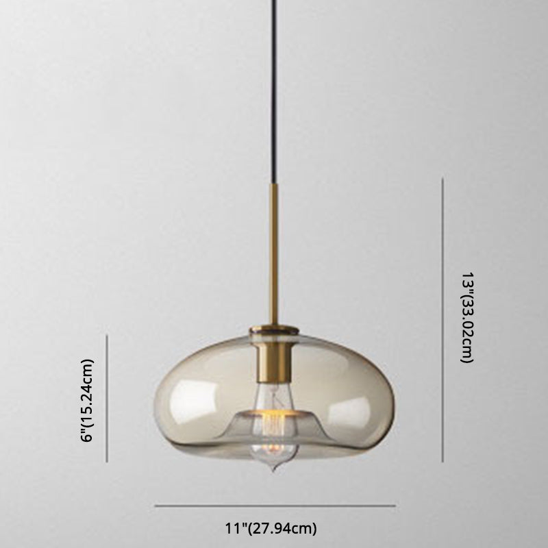 Cognac Glass Pendant Light Modern Minimalist 1-Light Pendant Lighting For Dining Room Table Clearhalo 'Ceiling Lights' 'Glass shade' 'Glass' 'Modern Pendants' 'Modern' 'Pendant Lights' 'Pendants' Lighting' 2579338