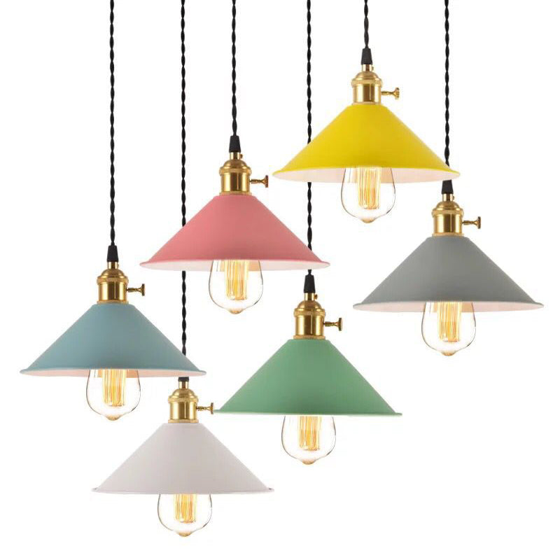 Nordic Industrial Umbrella Pendant Light Metal Colorful Macarons 1-Light Pendant Lighting Clearhalo 'Art Deco Pendants' 'Cast Iron' 'Ceiling Lights' 'Ceramic' 'Crystal' 'Industrial Pendants' 'Industrial' 'Metal' 'Middle Century Pendants' 'Pendant Lights' 'Pendants' 'Tiffany' Lighting' 2579354