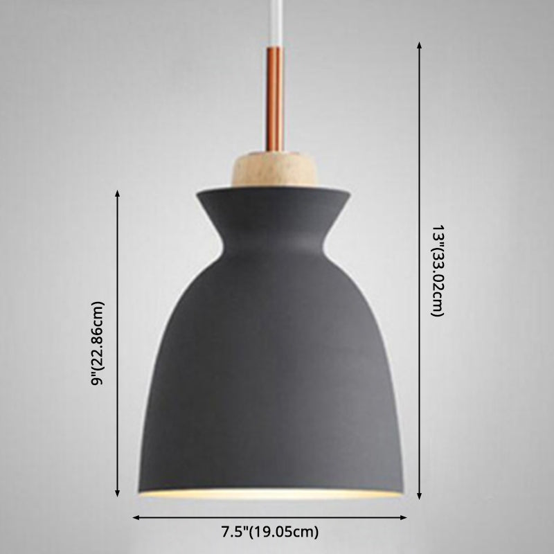 1-Light Wooden Top Pendant Lamp Nordic Modern Style Metal Restaurant Hanging Lamp Clearhalo 'Ceiling Lights' 'Modern Pendants' 'Modern' 'Pendant Lights' 'Pendants' Lighting' 2579382