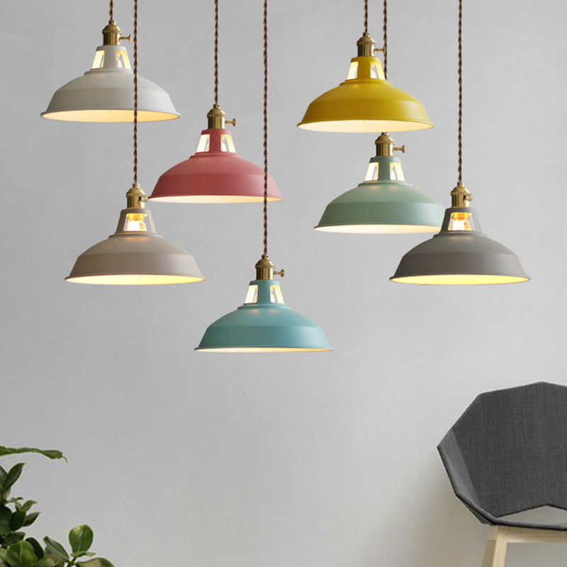 Macarons Industrial Barn Shade Pendant Light Metal 1-Light Pendant Lighting For Restaurant Clearhalo 'Art Deco Pendants' 'Cast Iron' 'Ceiling Lights' 'Ceramic' 'Crystal' 'Industrial Pendants' 'Industrial' 'Metal' 'Middle Century Pendants' 'Pendant Lights' 'Pendants' 'Tiffany' Lighting' 2579611