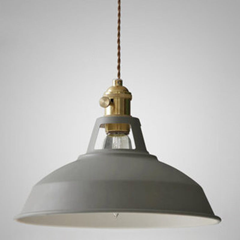 Macarons Industrial Barn Shade Pendant Light Metal 1-Light Pendant Lighting For Restaurant Grey Clearhalo 'Art Deco Pendants' 'Cast Iron' 'Ceiling Lights' 'Ceramic' 'Crystal' 'Industrial Pendants' 'Industrial' 'Metal' 'Middle Century Pendants' 'Pendant Lights' 'Pendants' 'Tiffany' Lighting' 2579612