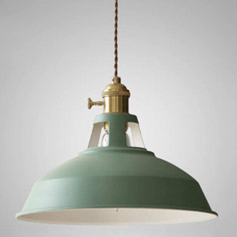Macarons Industrial Barn Shade Pendant Light Metal 1-Light Pendant Lighting For Restaurant Green Clearhalo 'Art Deco Pendants' 'Cast Iron' 'Ceiling Lights' 'Ceramic' 'Crystal' 'Industrial Pendants' 'Industrial' 'Metal' 'Middle Century Pendants' 'Pendant Lights' 'Pendants' 'Tiffany' Lighting' 2579614