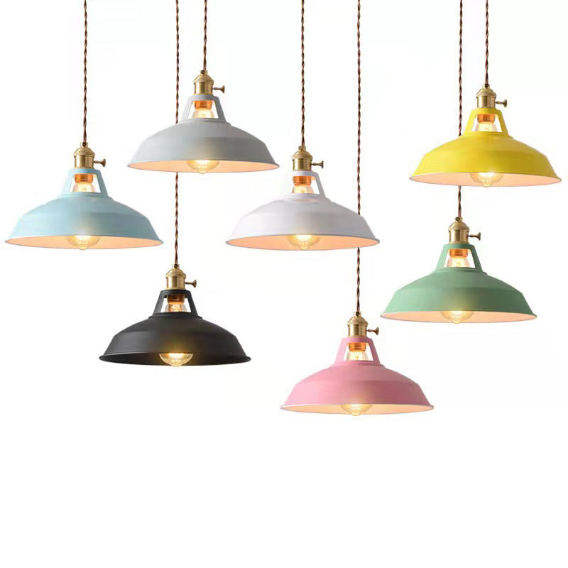 Macarons Industrial Barn Shade Pendant Light Metal 1-Light Pendant Lighting For Restaurant Clearhalo 'Art Deco Pendants' 'Cast Iron' 'Ceiling Lights' 'Ceramic' 'Crystal' 'Industrial Pendants' 'Industrial' 'Metal' 'Middle Century Pendants' 'Pendant Lights' 'Pendants' 'Tiffany' Lighting' 2579620