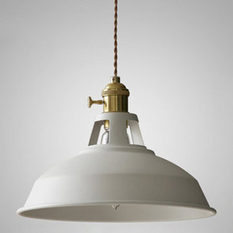 Macarons Industrial Barn Shade Pendant Light Metal 1-Light Pendant Lighting For Restaurant White Clearhalo 'Art Deco Pendants' 'Cast Iron' 'Ceiling Lights' 'Ceramic' 'Crystal' 'Industrial Pendants' 'Industrial' 'Metal' 'Middle Century Pendants' 'Pendant Lights' 'Pendants' 'Tiffany' Lighting' 2579621