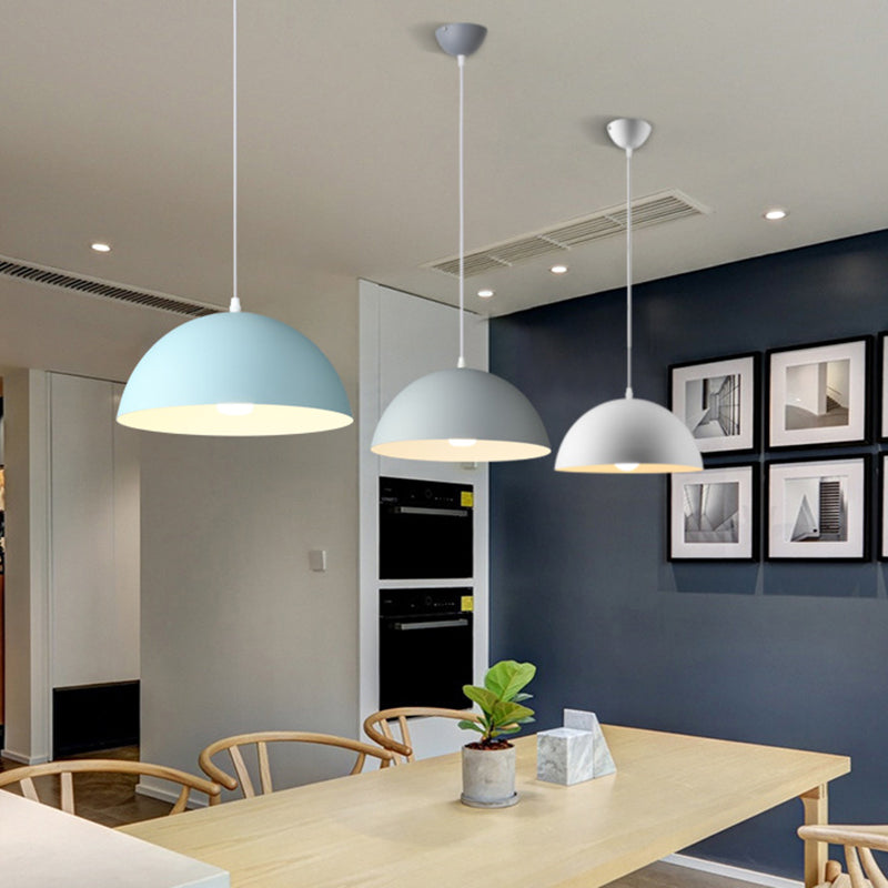 Metal Ribbed Dome Hanging Light 1-Light Nordic Minimalist Style Hanging Lamp for Restaurant Clearhalo 'Ceiling Lights' 'Modern Pendants' 'Modern' 'Pendant Lights' 'Pendants' Lighting' 2579692